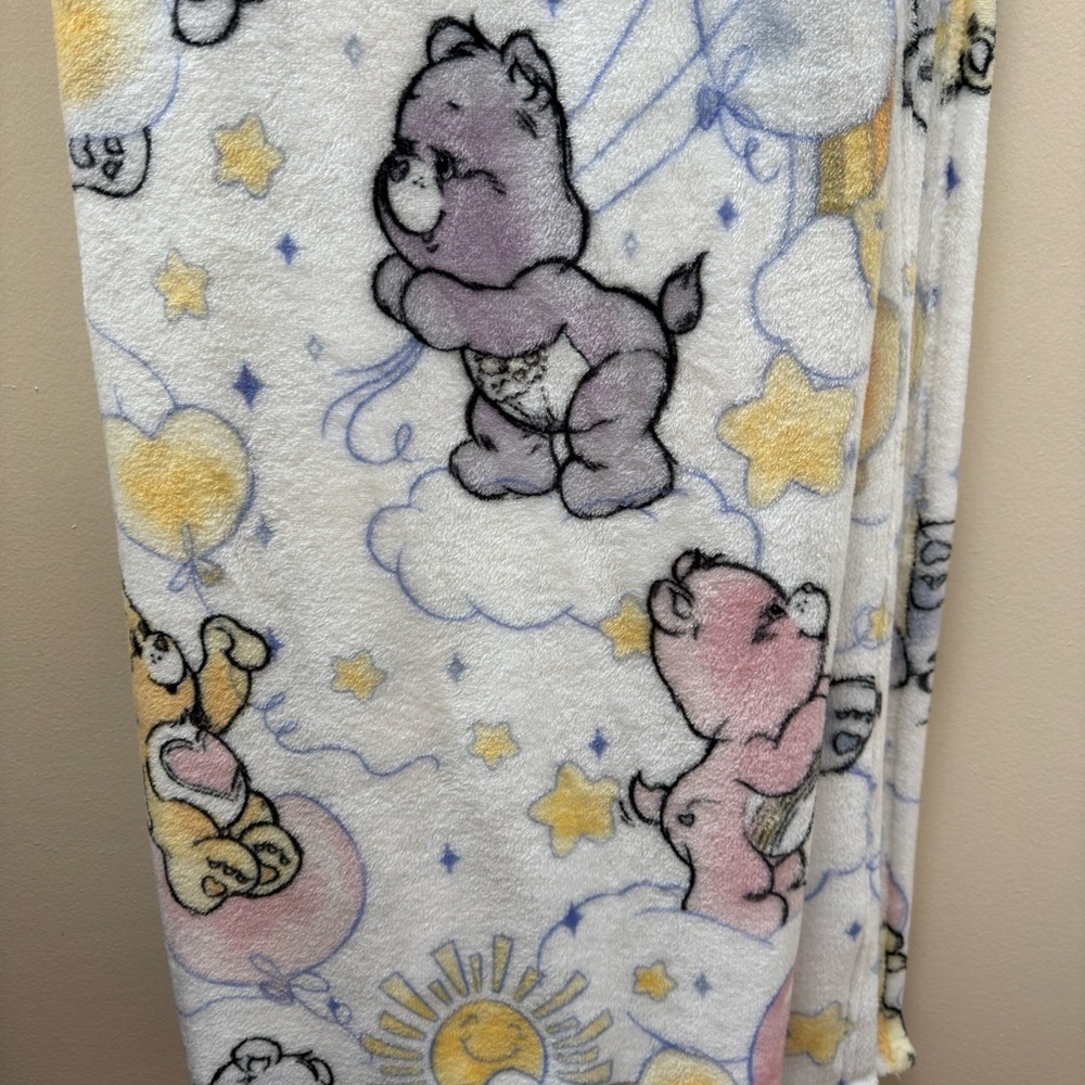 Care Bears White and Purple Twin sized throw blanket with Whimsical Design